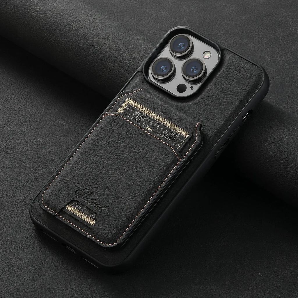 Leather Magnetic Wallet iPhone Case