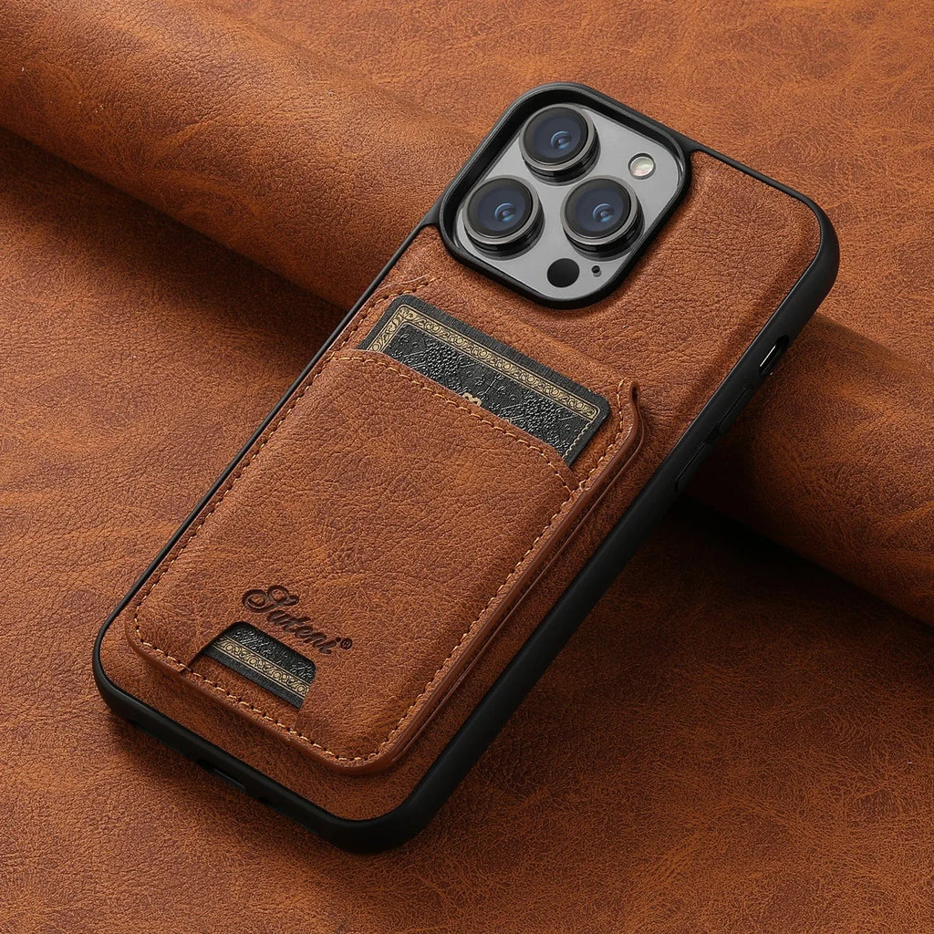 Leather Magnetic Wallet iPhone Case