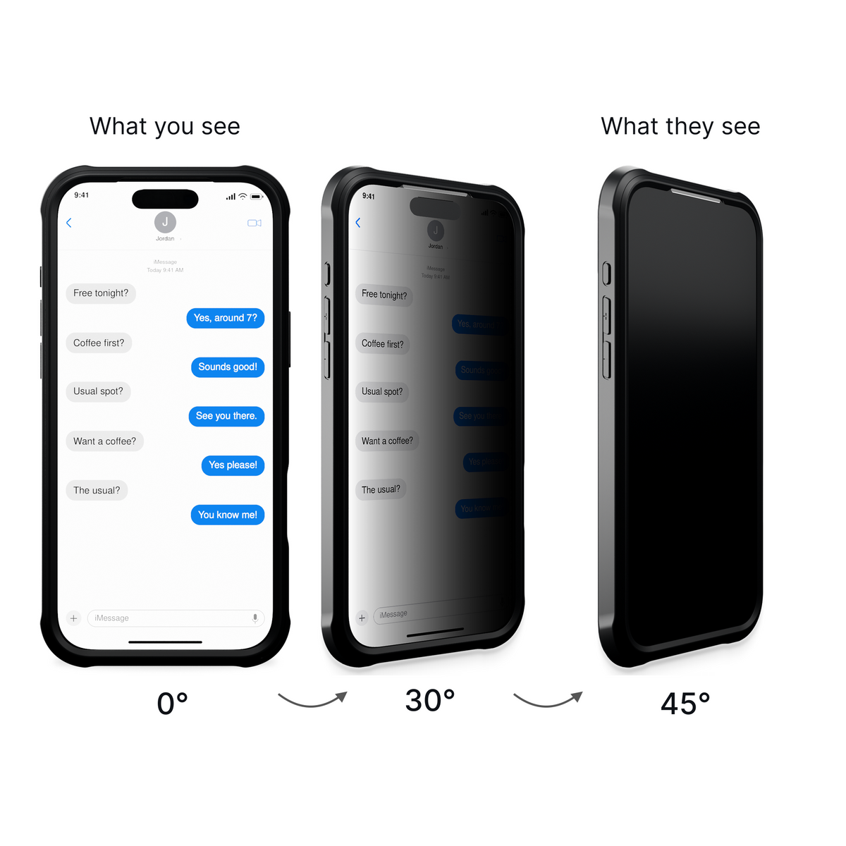Techterio privacy case: what you see straight on and what they see from the side