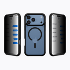 Light Blue iPhone 18 Pro Max in Techterio 3-in-1 Privacy Case with rear and privacy-screen views