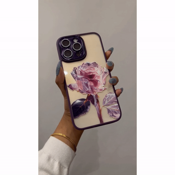 Purple Rose Glitter Lens iPhone Case