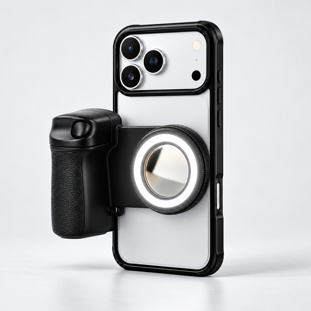 Magnetic Camera Grip & Built-In Light — light