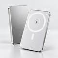 Silver Magnetic Power Bank, front and rear views