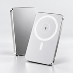 Silver Magnetic Power Bank, front and rear views