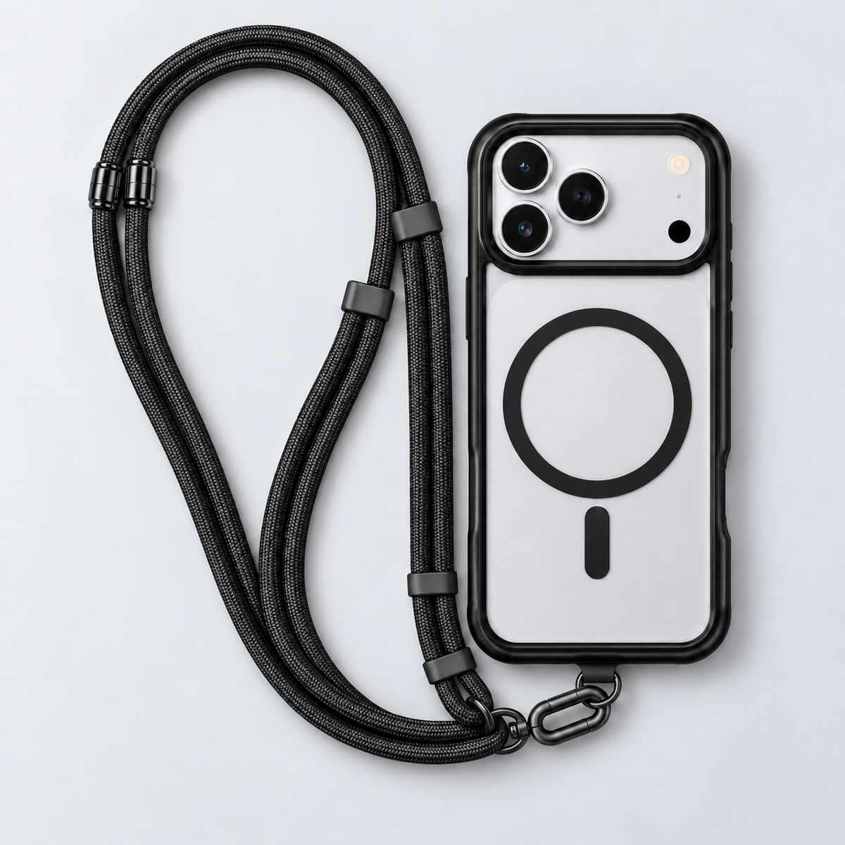 Premium Crossbody Phone Strap — black — phone